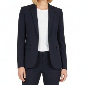 H&M women's Slim Fit Navy Blue‎ Blazer Suit Jacket Sz Medium business casual